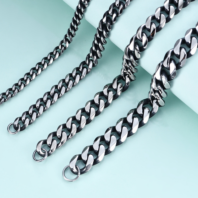 Łańcuszek ze stali nierdzewnej kubański Link Chain 3-11 mm - kolor srebrny, czarny, złoty - bransoletka męska i damska - Wianko - 33
