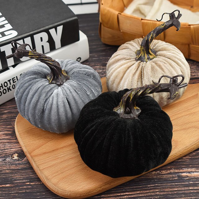 Aksamitna dynia handmade - super miękka, nadziewana, wykwintna dekoracja Halloween. DIY wystrój symulowanej dyni - Wianko - 11