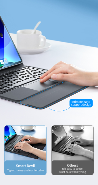 Klawiatura SmartDevil Bluetooth Trackpad Case do iPad Pro, iPad Air, iPad mini - uchwyt na ołówek - Wianko - 15