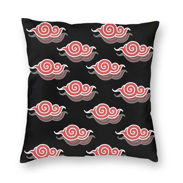 Poszewka na poduszkę styl skandynawski z czerwoną chmurą i japońskim wzorem Anime, dekoracja wnętrza, Konoha - Wianko - 1