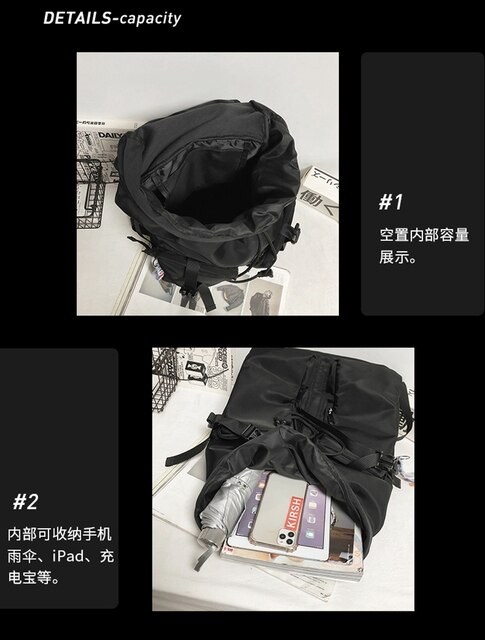 Nowy oryginalny plecak Uoct, czarny, duża pojemność, 2021, modny, dla college'u, kobieta, torba na komputer - Wianko - 47