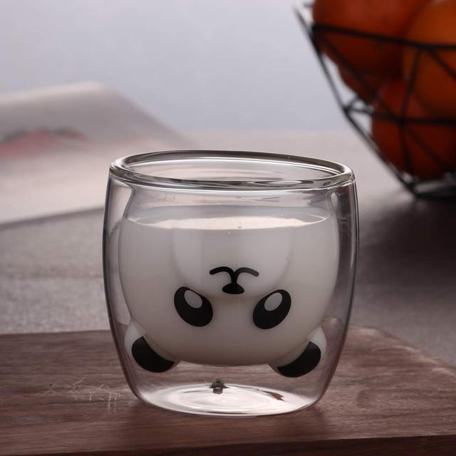 Kreatywny kubek dla kawy z podwójną szklanką w kształcie słodkiego misia - Wianko - 3