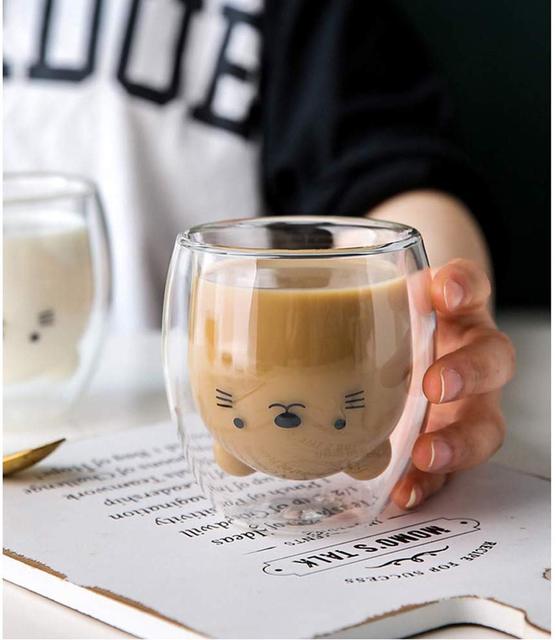Kreatywny kubek dla kawy z podwójną szklanką w kształcie słodkiego misia - Wianko - 1