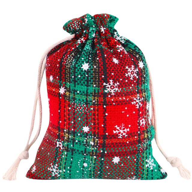 Merry Bożonarodzeniowe torby upominkowe z ściąganym sznurkiem i wzorem choinki – idealne do pakowania prezentów na Boże Narodzenie i z motywem płatków śniegu – idealne prezenty dla dzieci na Nowy Rok - Wianko - 4