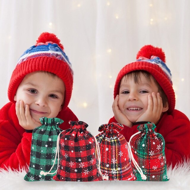 Merry Bożonarodzeniowe torby upominkowe z ściąganym sznurkiem i wzorem choinki – idealne do pakowania prezentów na Boże Narodzenie i z motywem płatków śniegu – idealne prezenty dla dzieci na Nowy Rok - Wianko - 6