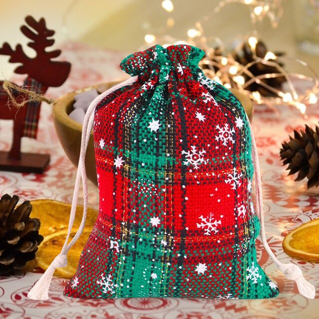 Merry Bożonarodzeniowe torby upominkowe z ściąganym sznurkiem i wzorem choinki – idealne do pakowania prezentów na Boże Narodzenie i z motywem płatków śniegu – idealne prezenty dla dzieci na Nowy Rok - Wianko - 17