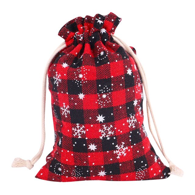 Merry Bożonarodzeniowe torby upominkowe z ściąganym sznurkiem i wzorem choinki – idealne do pakowania prezentów na Boże Narodzenie i z motywem płatków śniegu – idealne prezenty dla dzieci na Nowy Rok - Wianko - 3