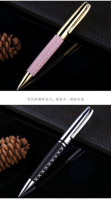 Długopis kulkowy metalowy z metalowymi koralikami, 6 sztuk, wielobarwne, w skórzanej obudowie - pióro spotkanie, rekordowe, klasyczne, biznesowe, prezent - Wianko - 8