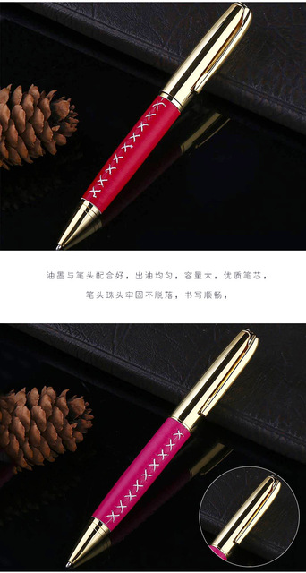 Długopis kulkowy metalowy z metalowymi koralikami, 6 sztuk, wielobarwne, w skórzanej obudowie - pióro spotkanie, rekordowe, klasyczne, biznesowe, prezent - Wianko - 7