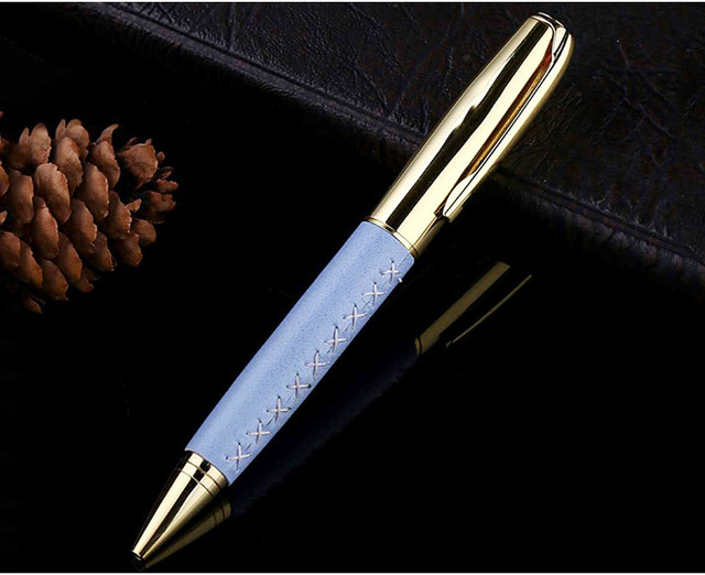 Długopis kulkowy metalowy z metalowymi koralikami, 6 sztuk, wielobarwne, w skórzanej obudowie - pióro spotkanie, rekordowe, klasyczne, biznesowe, prezent - Wianko - 9