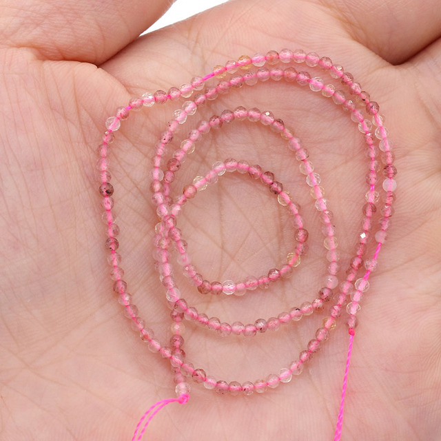 Naturalne koraliki różowe kwarcu - małe, okrągłe, przekrój: 2-5 mm - Wianko - 31