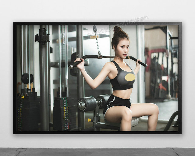 Sprzęt do ćwiczeń - Trening Fitness Kulturystyka - Plakat ściany jedwabne artystyczne do sypialni - Kobiety w formie i mocy - Wianko - 2