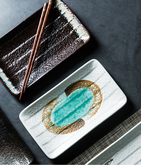 Japoński prostokątny talerz ceramiczny do sushi i grillowania - idealny na śniadanie i domowe przyjęcia - Wianko - 10
