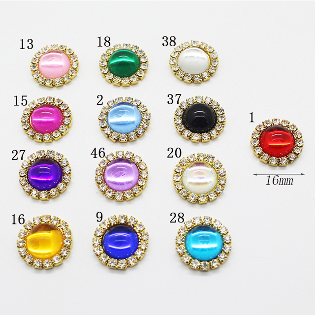 Pozłacane przyciski biżuteryjne DIY z rhinestonami - 10 sztuk - Wianko - 2