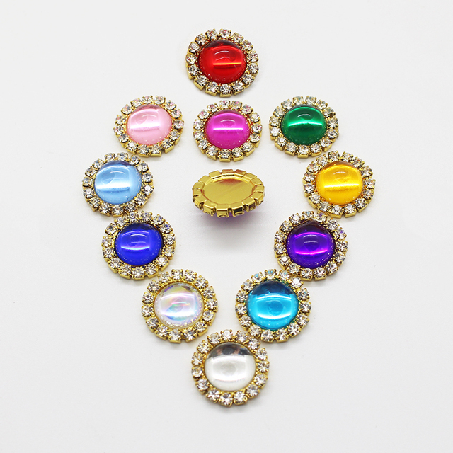 Pozłacane przyciski biżuteryjne DIY z rhinestonami - 10 sztuk - Wianko - 5