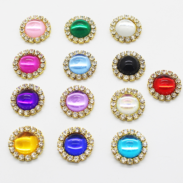 Pozłacane przyciski biżuteryjne DIY z rhinestonami - 10 sztuk - Wianko - 7