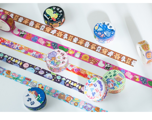 Mr.Paper - 12 wzorów, 1 rolka - seria światowa w stylu Cartoon - kreatywna urocza dekoracja - taśma Washi DIY ręcznie robiona - Wianko - 12