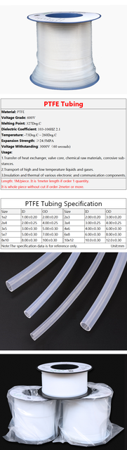Rura izolowana sztywna kapilarna PTFE Teflon, średnica wewnętrzna 6 mm x średnica zewnętrzna 7 mm, odporna na wysokie i niskie temperatury do 3KV, kolor biały przezroczysty - Wianko - 1