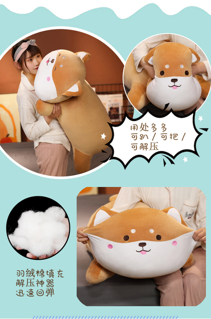 Poduszka z pluszowym psem Akita i Shiba Inu, leżący, miękki, 40-100cm, dla dzieci - Wianko - 13