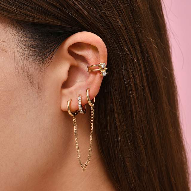 Kolczyki Ear Cuff minimalistyczne złote, w kształcie litery U, z agrafką - zestaw stud dla kobiet - Wianko - 13