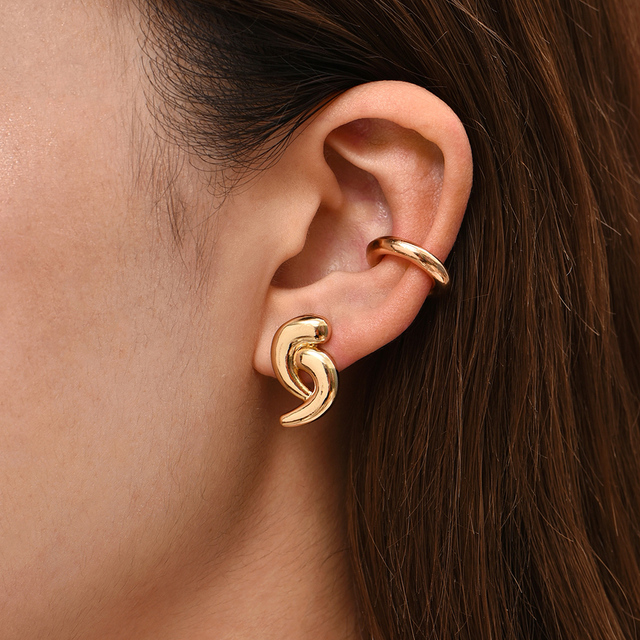 Kolczyki Ear Cuff minimalistyczne złote, w kształcie litery U, z agrafką - zestaw stud dla kobiet - Wianko - 26