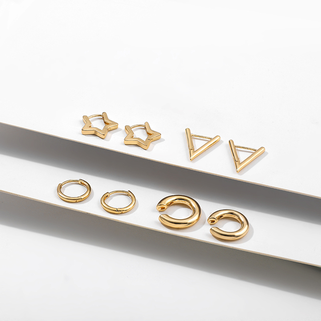 Kolczyki Ear Cuff minimalistyczne złote, w kształcie litery U, z agrafką - zestaw stud dla kobiet - Wianko - 23
