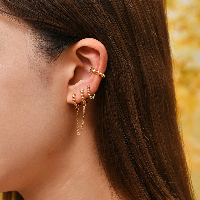 Kolczyki Ear Cuff minimalistyczne złote, w kształcie litery U, z agrafką - zestaw stud dla kobiet - Wianko - 15