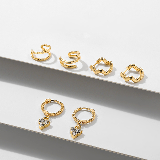Kolczyki Ear Cuff minimalistyczne złote, w kształcie litery U, z agrafką - zestaw stud dla kobiet - Wianko - 27