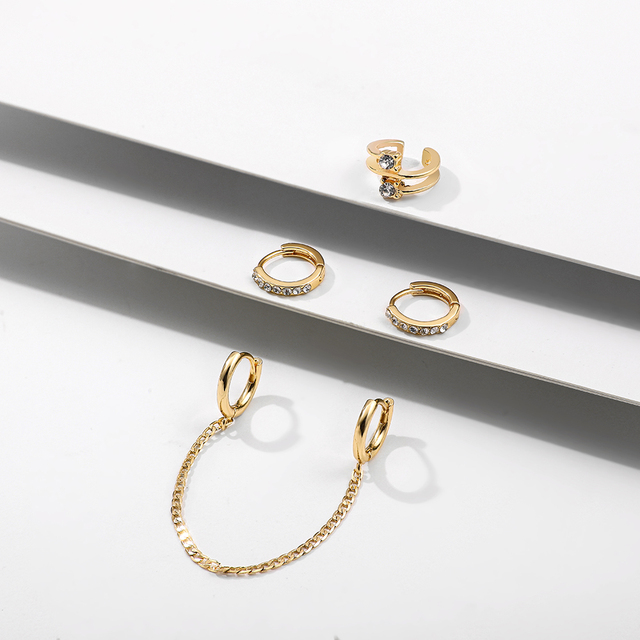 Kolczyki Ear Cuff minimalistyczne złote, w kształcie litery U, z agrafką - zestaw stud dla kobiet - Wianko - 12