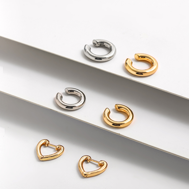 Kolczyki Ear Cuff minimalistyczne złote, w kształcie litery U, z agrafką - zestaw stud dla kobiet - Wianko - 20