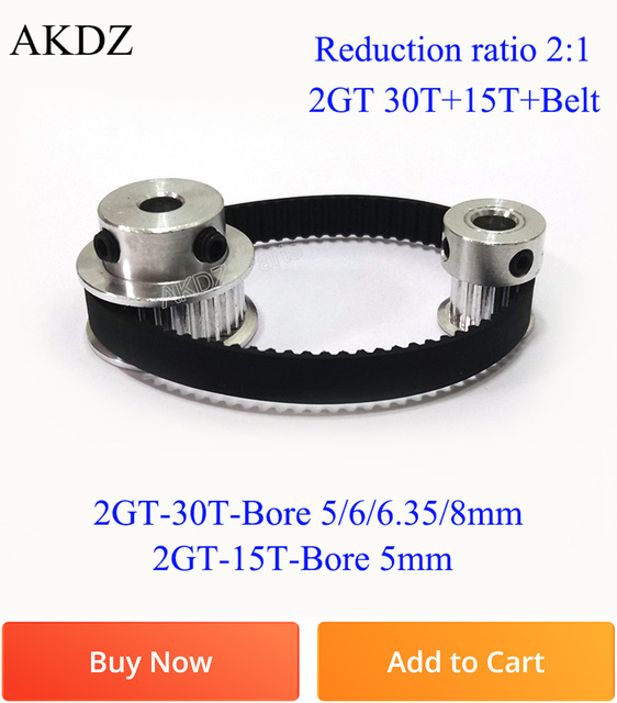 Koło pasowe rozrządu zestaw GT2 60 zębów 15 zębów redukcji 4:1/1:4 3D akcesoria do drukarek szer. 6mm otw. 5-14mm - Wianko - 6