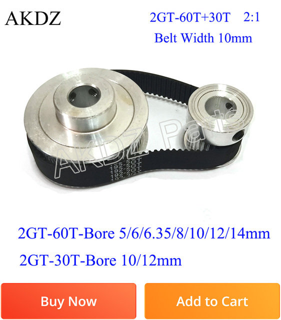 Koło pasowe rozrządu zestaw GT2 60 zębów 15 zębów redukcji 4:1/1:4 3D akcesoria do drukarek szer. 6mm otw. 5-14mm - Wianko - 7