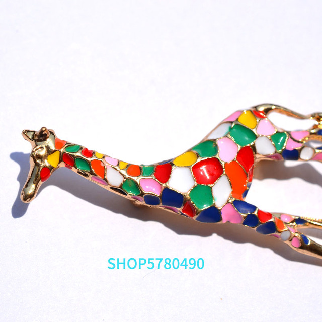 Broszka Modny Alloy Breast Pin w kształcie żyrafy z emaliowanym wielokolorowym wzorem - słodki dodatek biżuteryjny dla kobiet - Wianko - 4