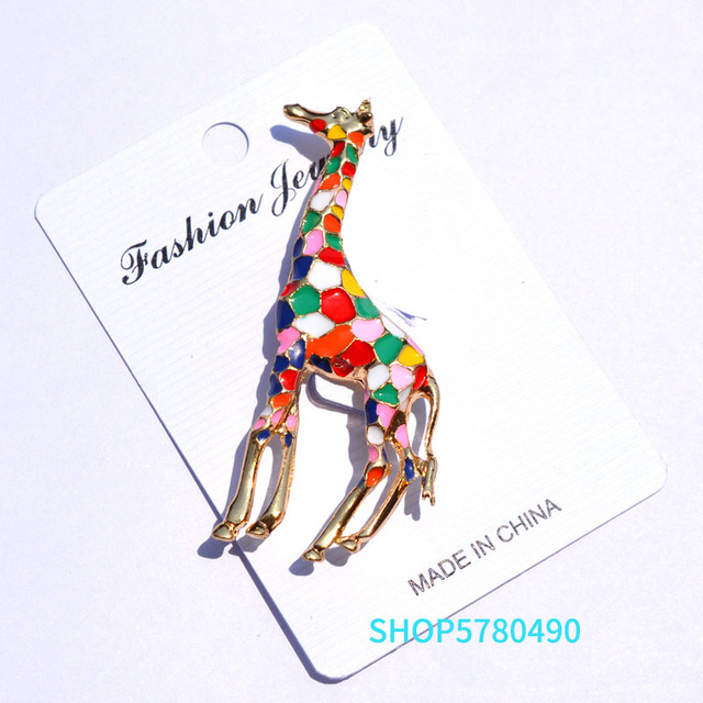 Broszka Modny Alloy Breast Pin w kształcie żyrafy z emaliowanym wielokolorowym wzorem - słodki dodatek biżuteryjny dla kobiet - Wianko - 5