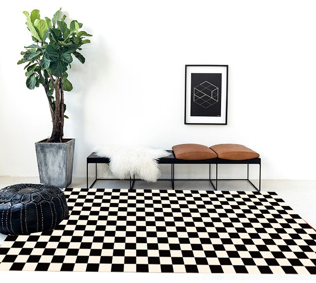 Retro szachownica kratkowa mata podłogowa do salonu i sypialni - zielona - Wianko - 1