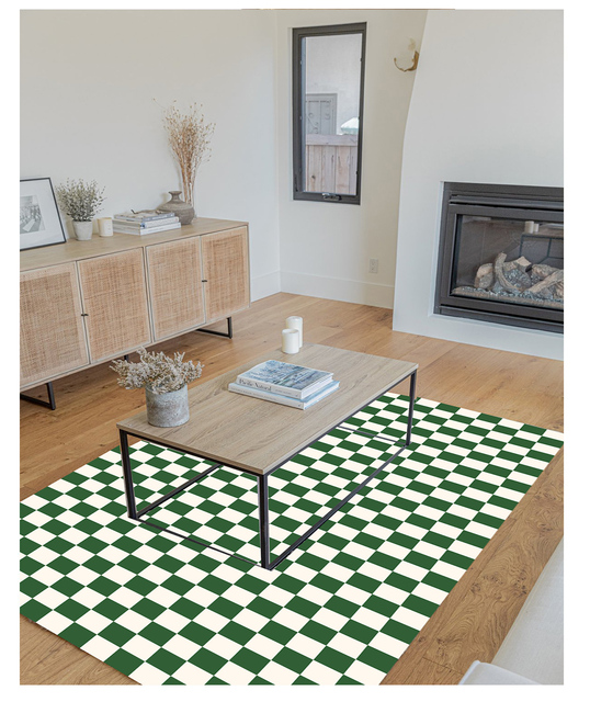 Retro szachownica kratkowa mata podłogowa do salonu i sypialni - zielona - Wianko - 4