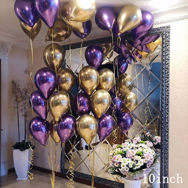 10 cali fioletowy motyw złoty balon metalowe zestaw balonów dekoracje na imprezę urodzinową dla dorosłych dzieci baby shower materiały ślubne - Wianko - 1