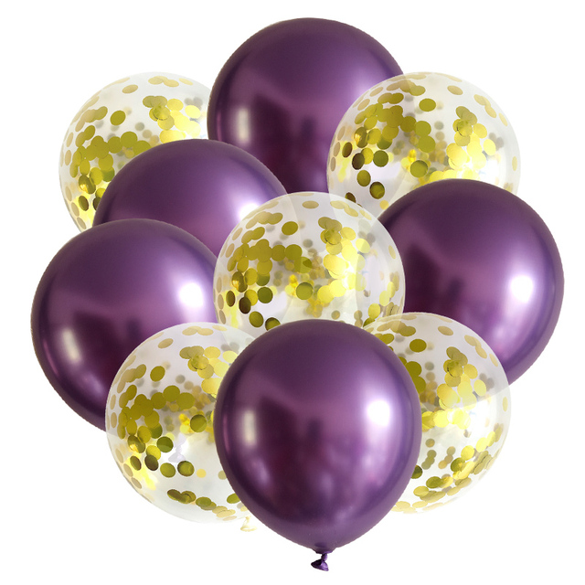 10 cali fioletowy motyw złoty balon metalowe zestaw balonów dekoracje na imprezę urodzinową dla dorosłych dzieci baby shower materiały ślubne - Wianko - 6