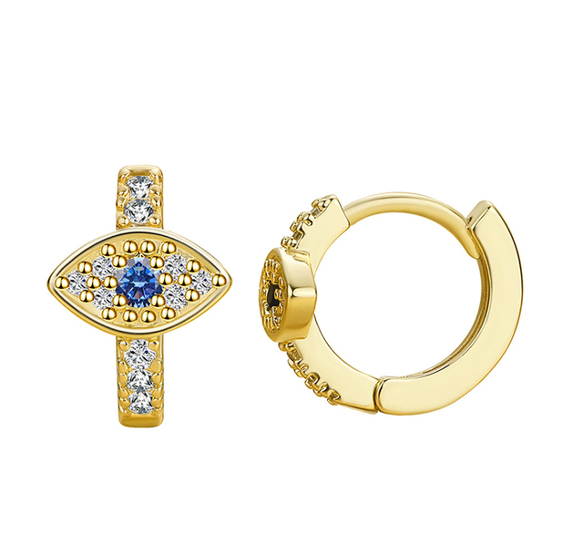 Kolczyki koła z niebieskim okiem inkrustowanym cyrkoniami - akcesoria do biżuterii dla kobiet - Wianko - 5