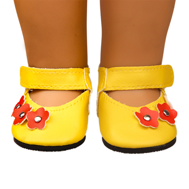 Akcesoria do butów: Amerykańska lalka skórzany kwiat PU Mini buty 6 kolorów dla lalki Reborn 43cm - Wianko - 16