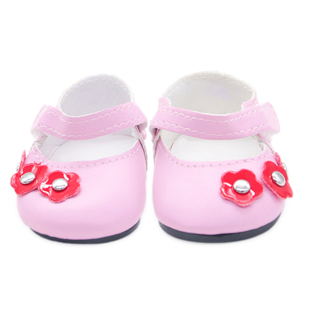 Akcesoria do butów: Amerykańska lalka skórzany kwiat PU Mini buty 6 kolorów dla lalki Reborn 43cm - Wianko - 23