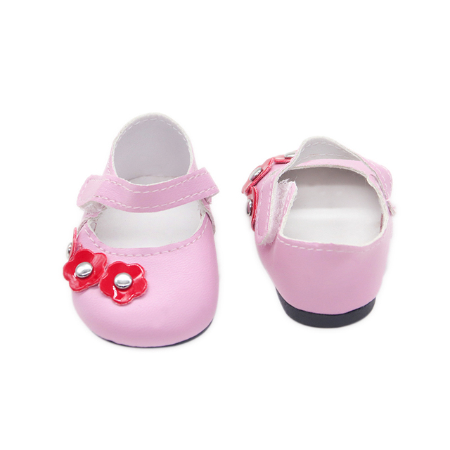 Akcesoria do butów: Amerykańska lalka skórzany kwiat PU Mini buty 6 kolorów dla lalki Reborn 43cm - Wianko - 21