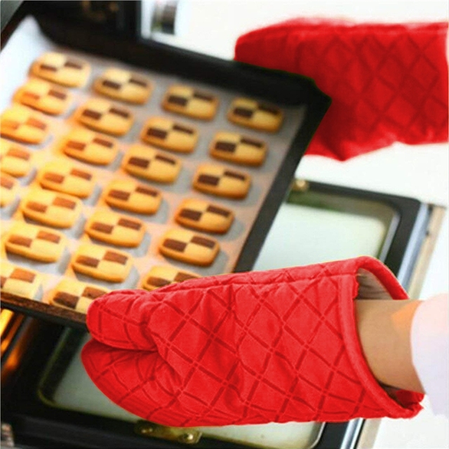 Rękawice silikonowe do grilla i piekarnika, odporność na wysoką temperaturę, 2 sztuki - Wianko - 2