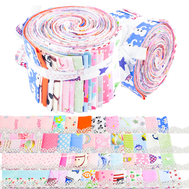 Floral Cartoon zwierząt bawełna tkaniny DIY Patchwork Doll Craft Tissue kołdry paski - Booksew 40/60 sztuk/partia Jelly Roll 6x100CM - Wianko - 3