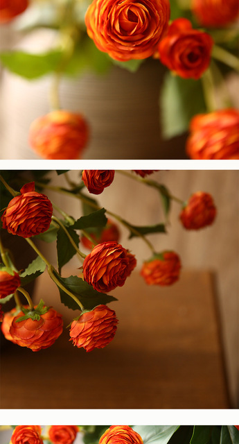Sztuczne kwiaty z jedwabiu - 5 sztuk symulacji 3 głów małych kwiatów lotosowych do dekoracji wnętrz, ślubów i biura - Wianko - 6