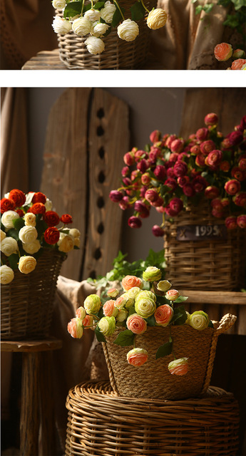 Sztuczne kwiaty z jedwabiu - 5 sztuk symulacji 3 głów małych kwiatów lotosowych do dekoracji wnętrz, ślubów i biura - Wianko - 20
