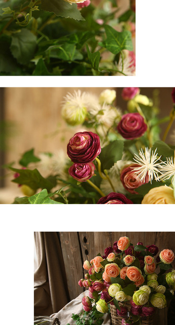 Sztuczne kwiaty z jedwabiu - 5 sztuk symulacji 3 głów małych kwiatów lotosowych do dekoracji wnętrz, ślubów i biura - Wianko - 15