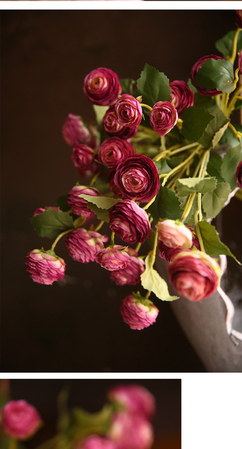 Sztuczne kwiaty z jedwabiu - 5 sztuk symulacji 3 głów małych kwiatów lotosowych do dekoracji wnętrz, ślubów i biura - Wianko - 9