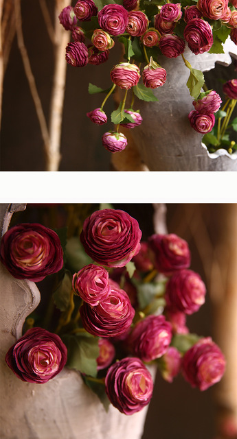 Sztuczne kwiaty z jedwabiu - 5 sztuk symulacji 3 głów małych kwiatów lotosowych do dekoracji wnętrz, ślubów i biura - Wianko - 8
