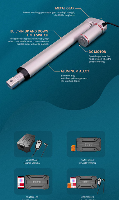 Elektryczny siłownik liniowy FUYU 100mm-1000mm 24V DC wodoodporny bezszczotkowy 1800N 50W z pilotem - Wianko - 6